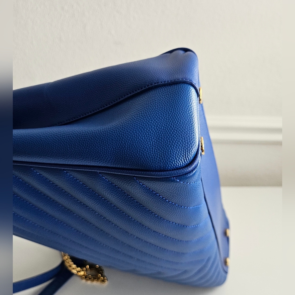 Yves Saint Laurent Blue Quilted Tote - Picture 11 of 15